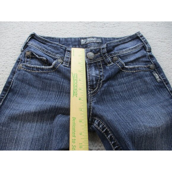 Silver Jeans Women's 26x32 Suki Surplus Flare Blue Denim Pants Stretch Bootcut - Picture 5 of 10